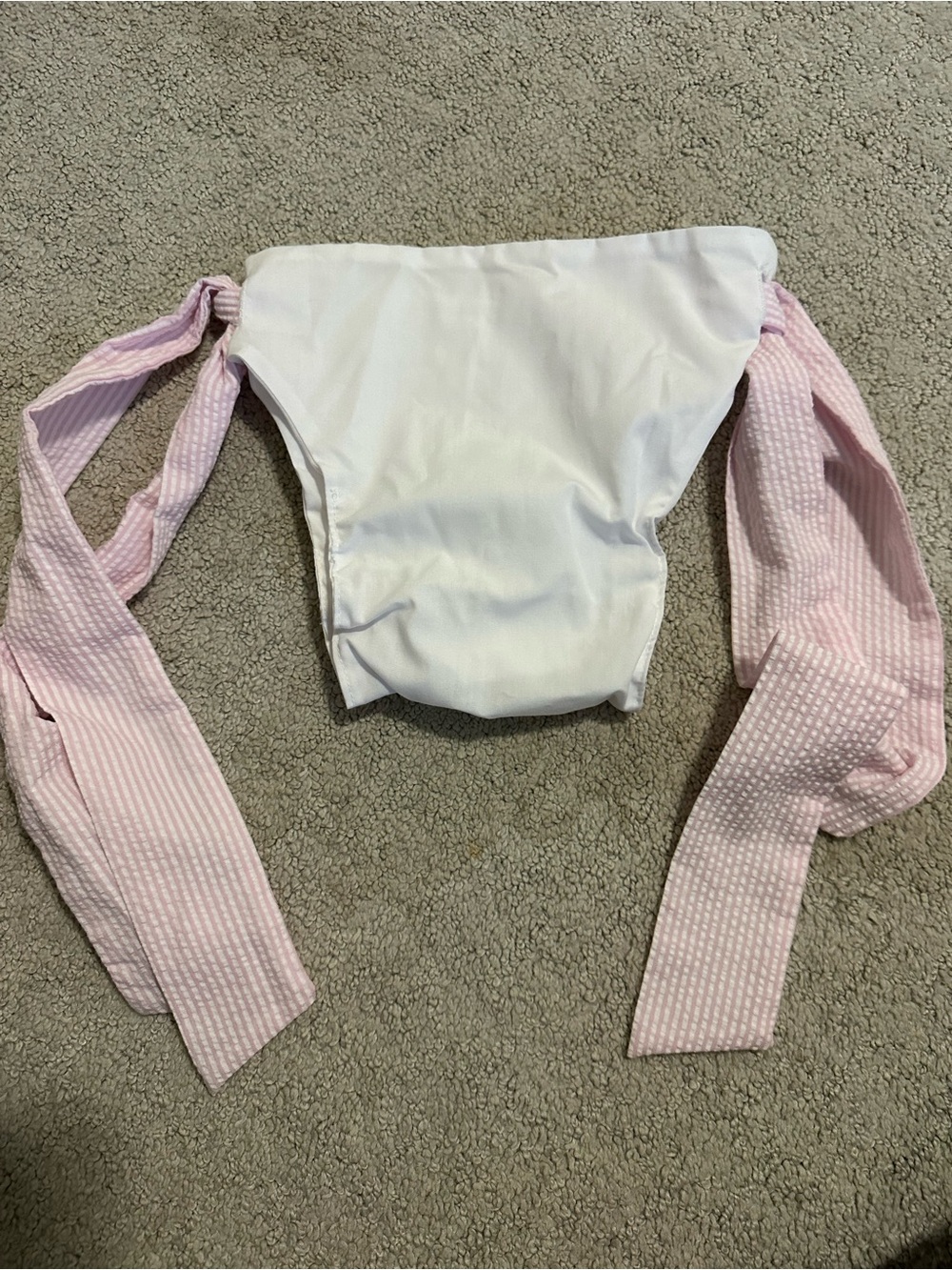 Kids Pink & White Diaper Cover with Tie Sashes